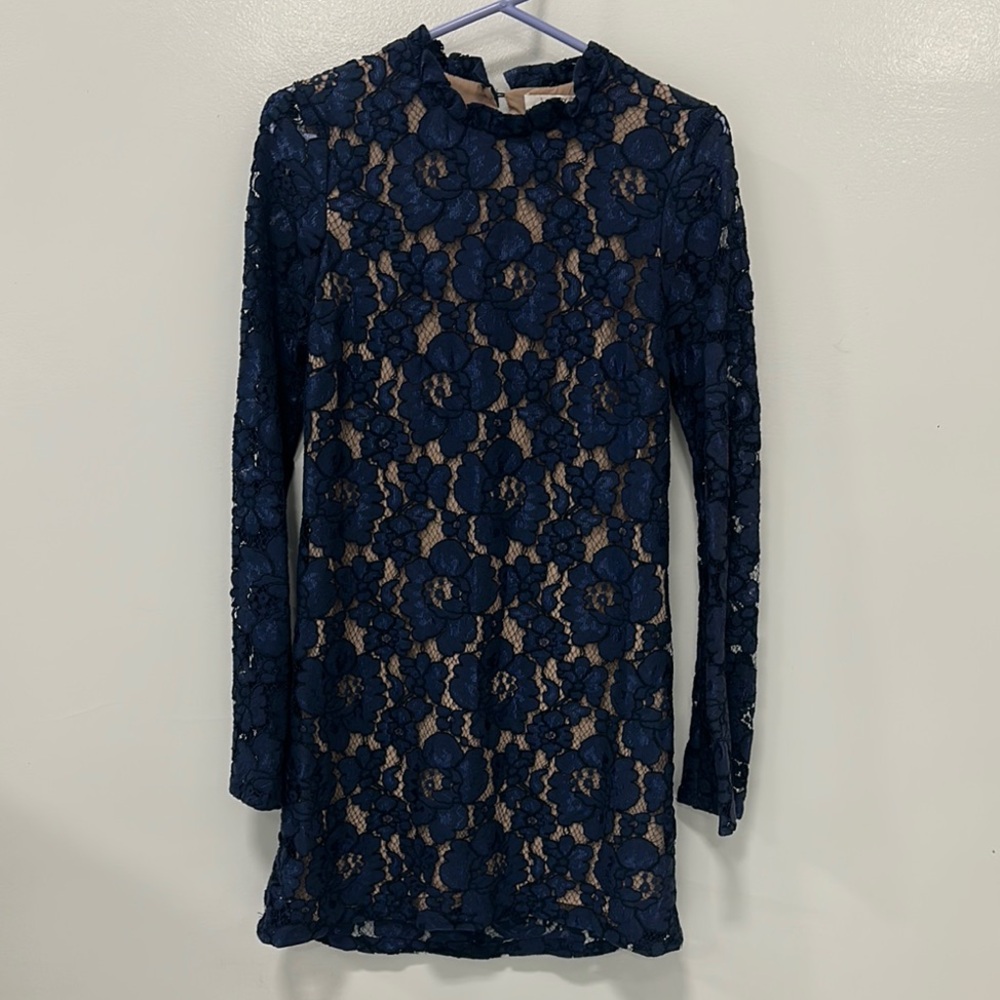 WAYF Elegant Navy Lace Dress Size Small